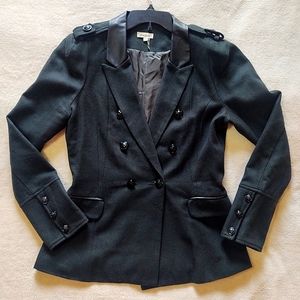 💚Green Wool Jacket/Blazer with Pockets and shoulder detail Women's size